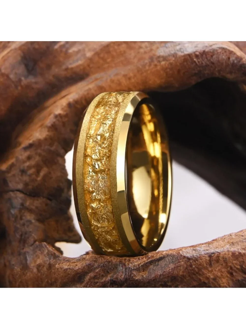 Stylish 8mm/6mm Gold Tungsten Wedding Bands for Men & Women - Durable & Elegant